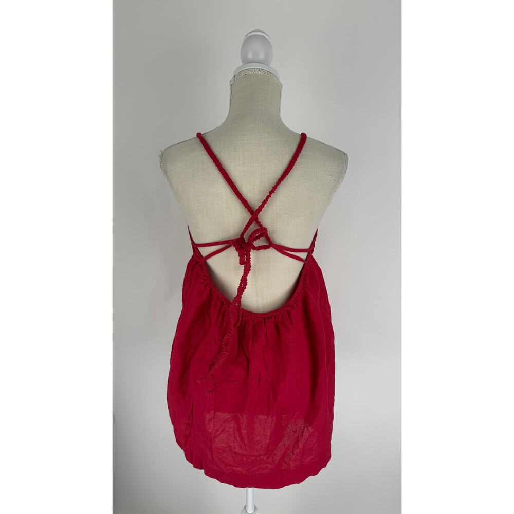 Free People Tell All Mini Dress Womens Medium Red  Sleeveless New Low Back - Picture 7 of 13